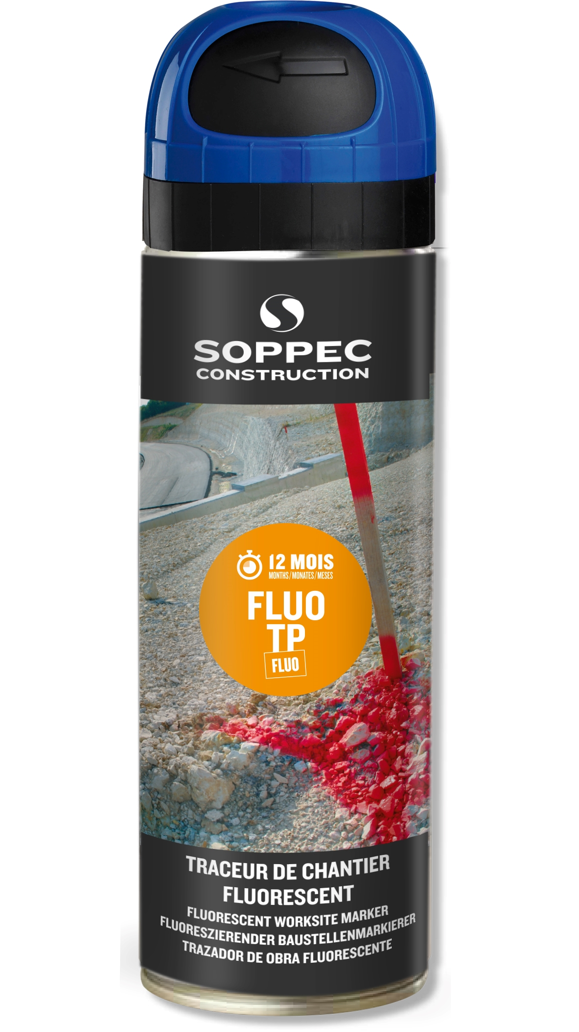 TRACEUR DE CHANTIER FLUO TP BLEU 650ML - 141519O - SOPPEC 1 TRACEUR DE CHANTIER FLUO TP BLEU 650ML - 141519O - SOPPEC