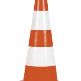 CONE DE SIGNALISATION PE ORANGE FLUO 50CM 2 BANDES BLANCHES BS50B - 141115 - VINMER