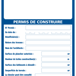 PANNEAU PERMIS CONSTRUIRE - 570101 - SOFOP TALIAPLAST MULTIGRAPHIC - Lot de 10