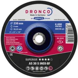 DISQUE A EBARBER 230X6 DEPORT AS30S INOX SPECIAL - 3236-540.100 - OSBORN UNIPOL SAS (DRONCO) - Lot de 10