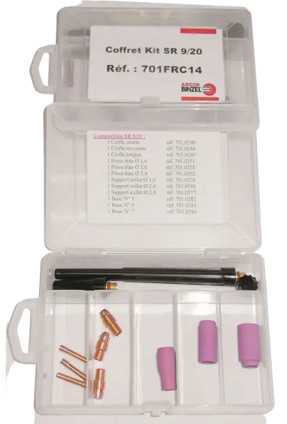COFFRET ACCESSOIRES TIG SRL 9/20 - 701FRC14 - BINZEL SOUDAGE 1 COFFRET ACCESSOIRES TIG SRL 9/20 - 701FRC14 - BINZEL SOUDAGE