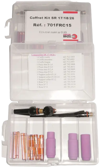 COFFRET ACCESSOIRES TIG SRL 17/18/26 - 701FRC15 - BINZEL SOUDAGE 1 COFFRET ACCESSOIRES TIG SRL 17/18/26 - 701FRC15 - BINZEL SOUDAGE