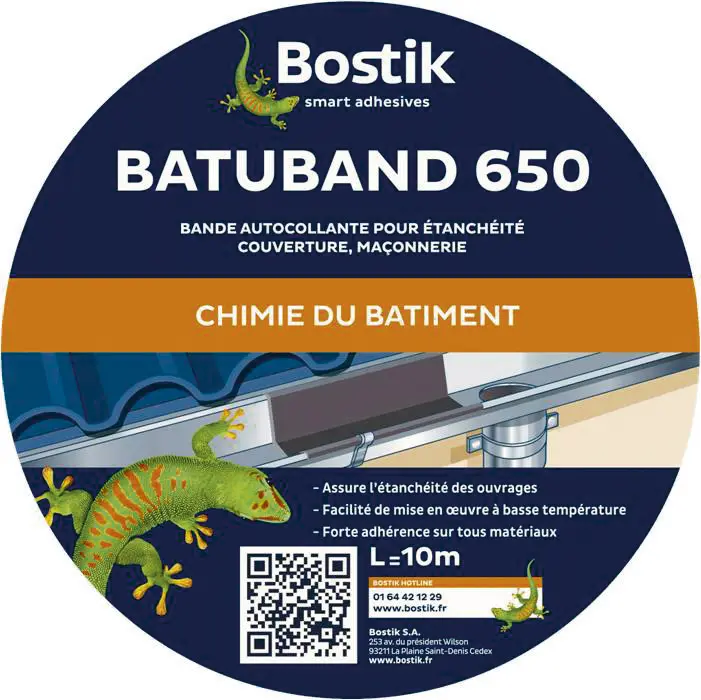 BATUBAND 650 GRIS LARGEUR 10 CM ROULEAU DE 10 M - 30140106 - BOSTIK 1 BATUBAND 650 GRIS LARGEUR 10 CM ROULEAU DE 10 M - 30140106 - BOSTIK