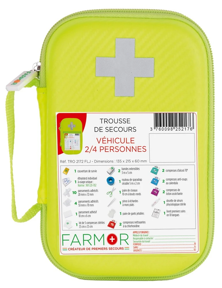 TROUSSE DE SECOURS VEHICULE 2/4 PERS. - TRO 2172 FLJ - FARMOR 1 TROUSSE DE SECOURS VEHICULE 2/4 PERS. - TRO 2172 FLJ - FARMOR