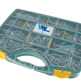 COFFRET 1055 VIS AGGLO TF POZIDRIV ACIER ZINGUE BLANC - DOMPACK101AC - VISWOOD