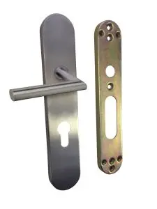 ENSEMBLE POIGNEE INOX 304 ENT 195 MM LOK 29 CLE I A BOUT ROND ET 1 PLAQUE VIS IN - LOK29 - LOKENDO