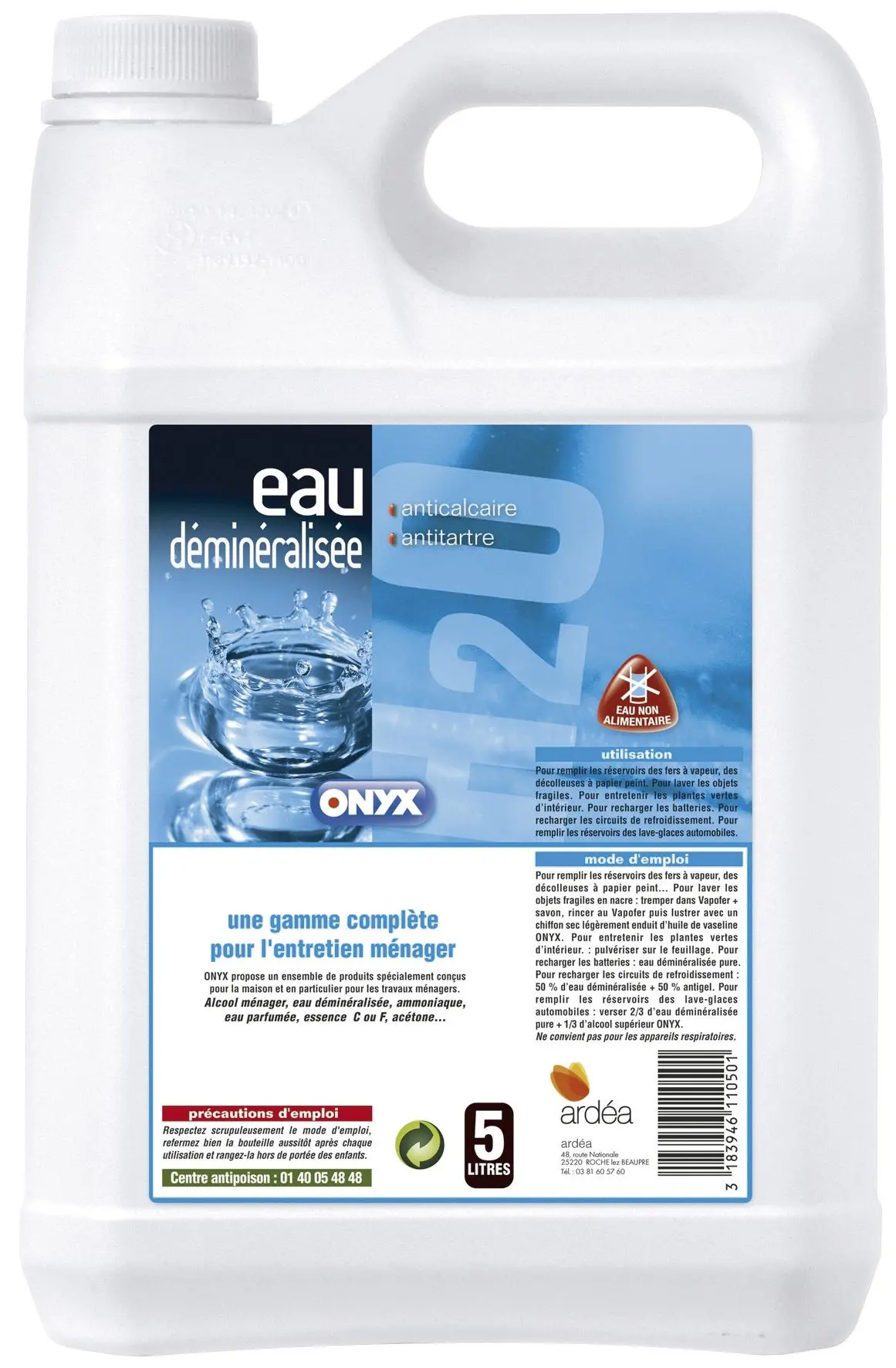 EAU DEMINERALISEE 5L - D02050503 - ONYX 1 EAU DEMINERALISEE 5L - D02050503 - ONYX