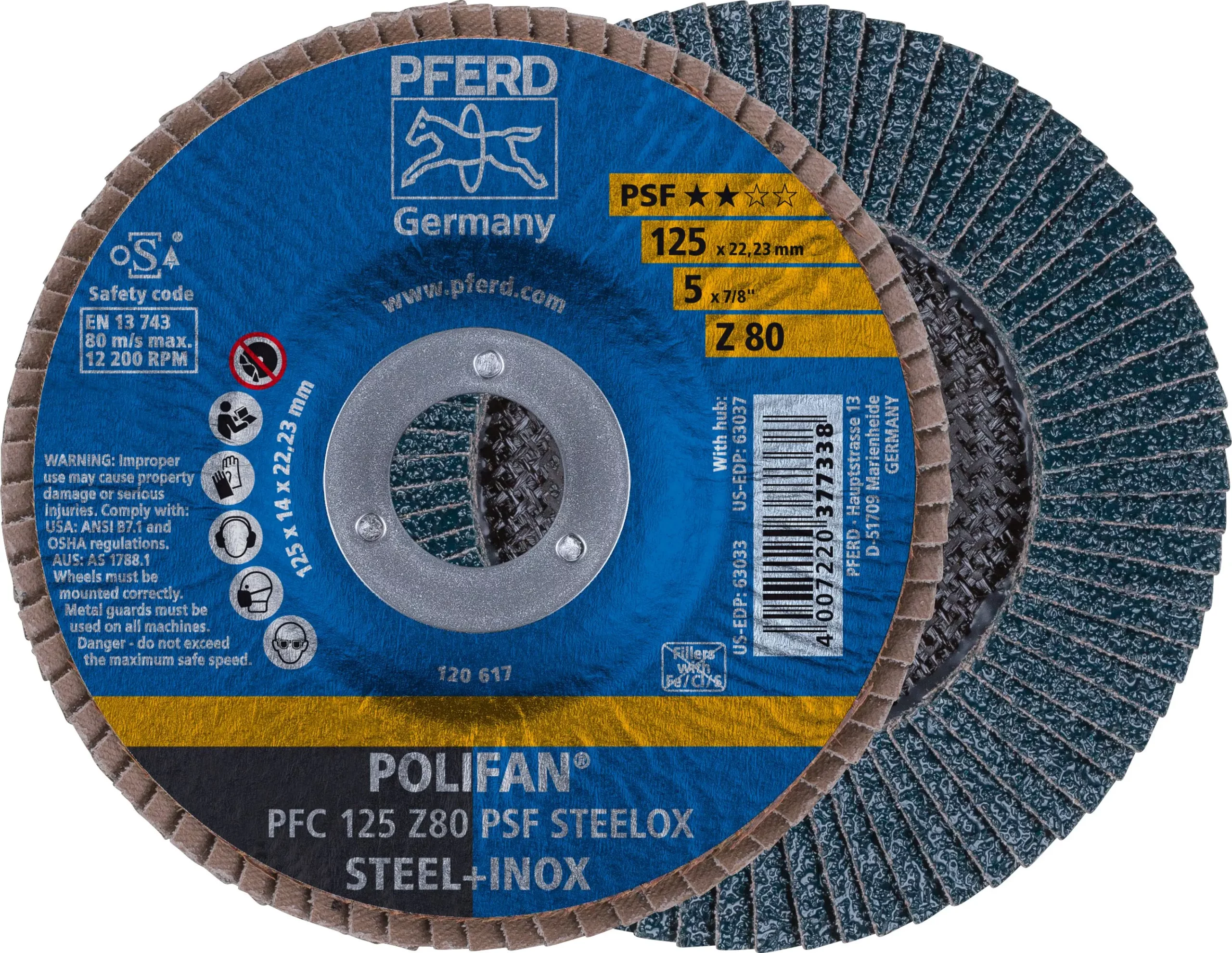 DISQUE A SURFACER A LAMELLES PFC 125 Z 80 PSF STEELOX - 67768125 - PFERD RUGGEBERG FRANCE - Lot de 10 1 DISQUE A SURFACER A LAMELLES PFC 125 Z 80 PSF STEELOX - 67768125 - PFERD RUGGEBERG FRANCE - Lot de 10