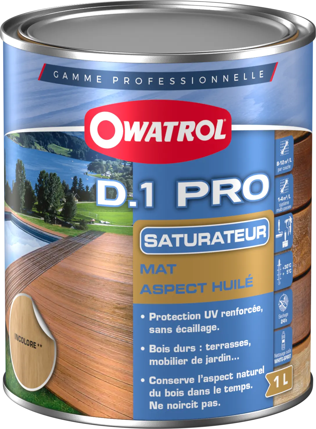 SATURATEUR BOIS DUR D1 PRO INCOLORE 5L - 975 - OWATROL PRO