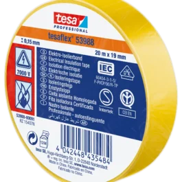 RUBAN D'ISOLATION ELECTRIQUE 53988 20 M X 19 MM JAUNE - TESA - 53988-00091-00