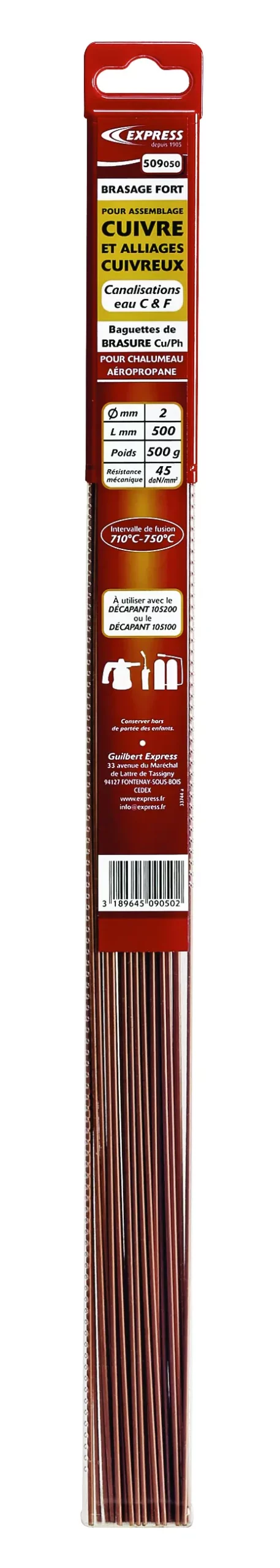 BRASURE CUIVRE PHOSPHORE CHALUMEAU AEROPROPANE 2X500MM (500GR) - 509050 - GUILBERT-EXPRESS 1 BRASURE CUIVRE PHOSPHORE CHALUMEAU AEROPROPANE 2X500MM (500GR) - 509050 - GUILBERT-EXPRESS