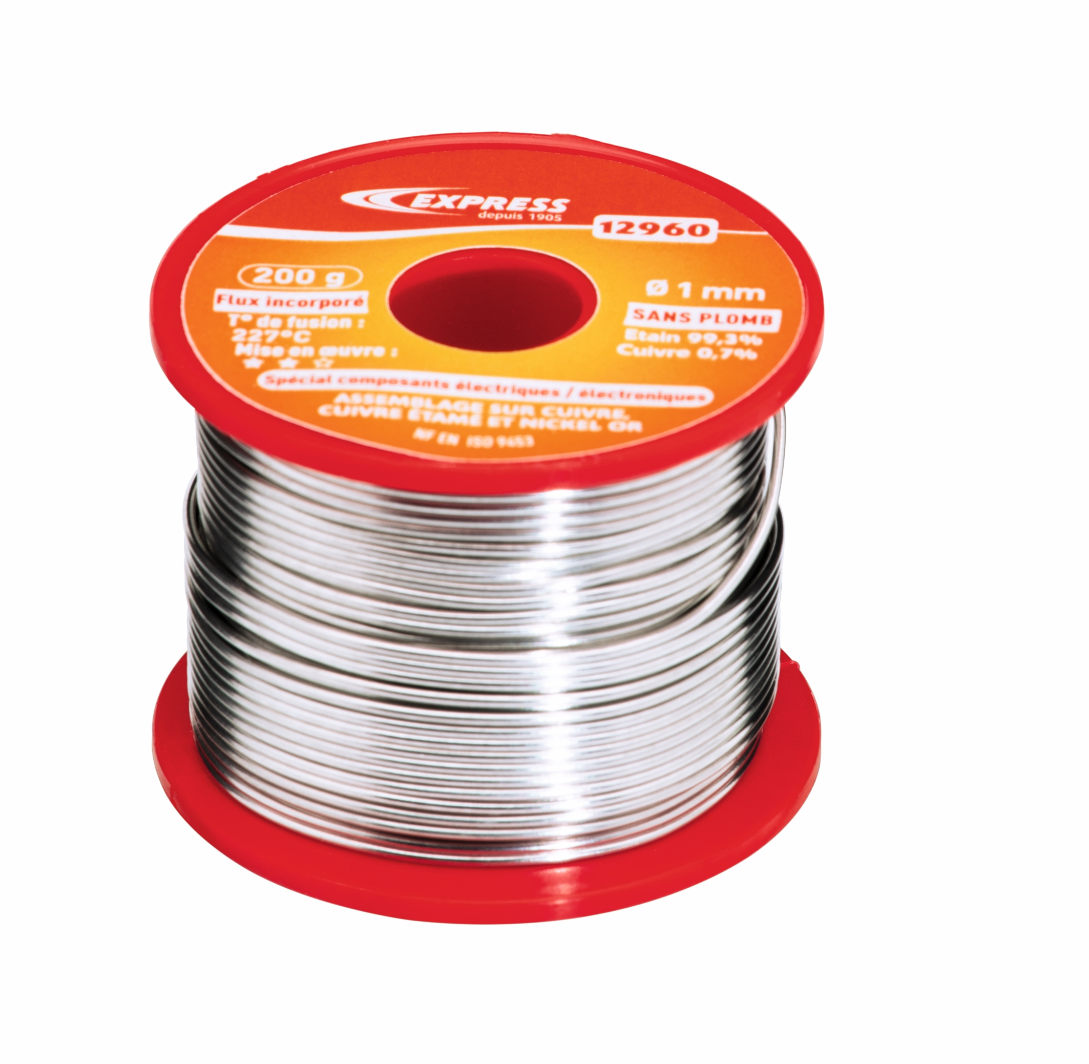 SOUDURE ETAIN POUR ASSEMBLAGE ELECTRONIQUE - 200G - BOBINE Ø 1 MM - 12960 - GUILBERT-EXPRESS 1 SOUDURE ETAIN POUR ASSEMBLAGE ELECTRONIQUE - 200G - BOBINE Ø 1 MM - 12960 - GUILBERT-EXPRESS