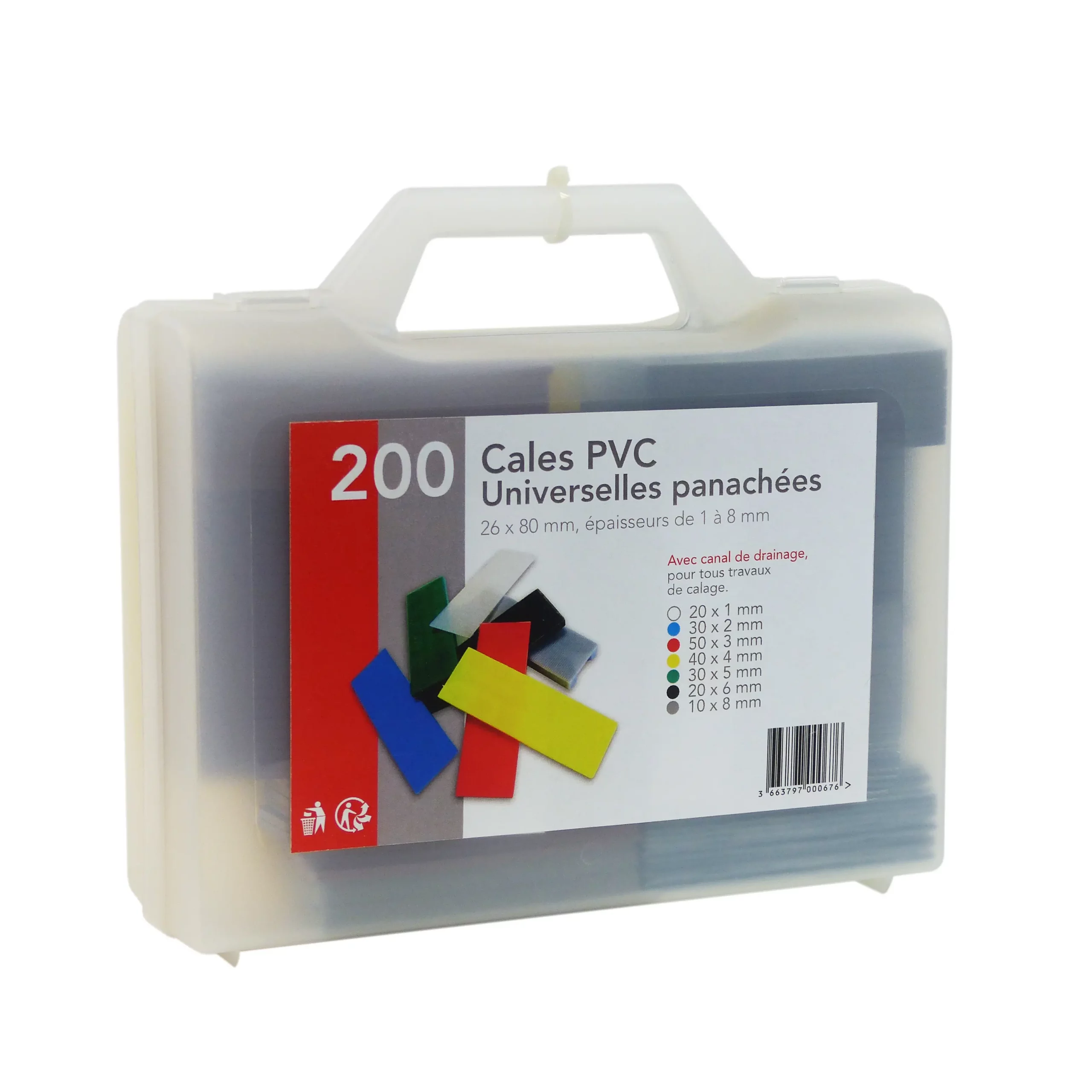 CALES UNIVERSELLES PANACHEES PVC 80X26MM VALISETTE DE 200 PCS - 133976 - ACBAT 1 CALES UNIVERSELLES PANACHEES PVC 80X26MM VALISETTE DE 200 PCS - 133976 - ACBAT