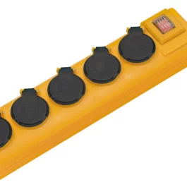 SOCLE SUPER-SOLID 5 PRISES JAUNE INTERRUPTEUR ET VOLET - IP54 - 1159901215 - BRENNENSTUHL S.A.S