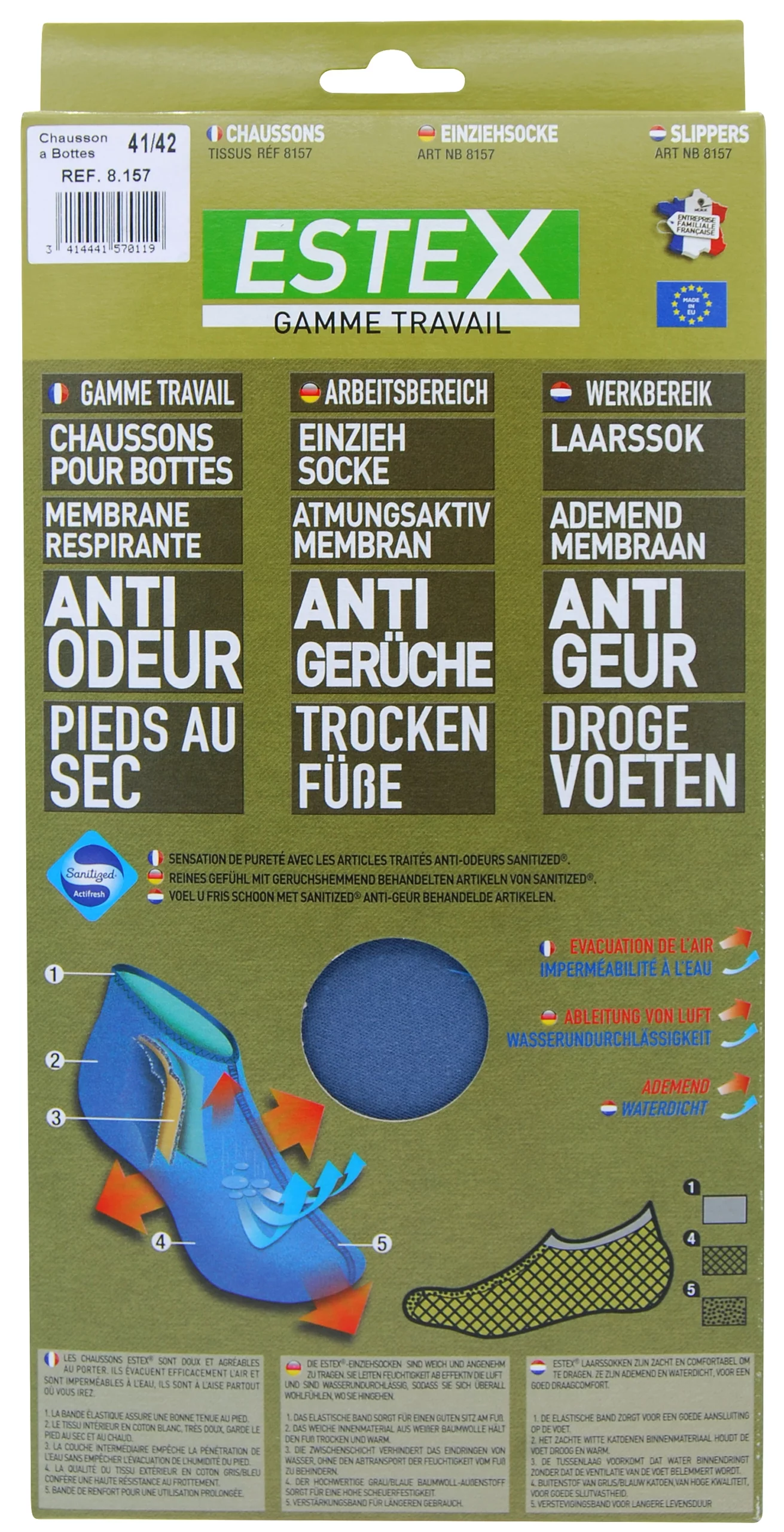 CHAUSSON TISSUS HAUTE QUALITE T45-46 - 815799946 - ESTEX 2 CHAUSSON TISSUS HAUTE QUALITE T45-46 - 815799946 - ESTEX – Image 2