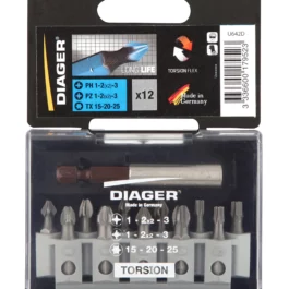 EMBOUT DE VISSAGE TORSION PZ PH TX (COFFRET DE 12 PIECES) - U642D - DIAGER