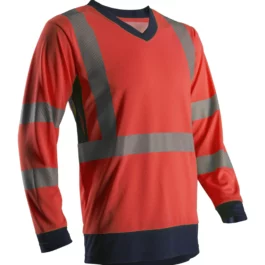 TEE-SHIRT MANCHE LONGUE HAUTE VISIBILITE SUNO ROUGE/MARINE TM - 7SUNRM - COVERGUARD