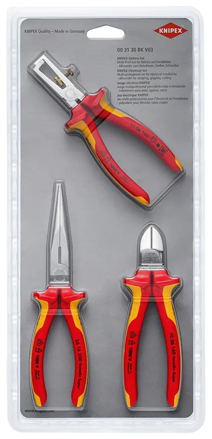 PINCE ISOLEE 1000V (SET DE 3) - KNIPEX - 00 31 30 BK V03 1 PINCE ISOLEE 1000V (SET DE 3) - KNIPEX - 00 31 30 BK V03