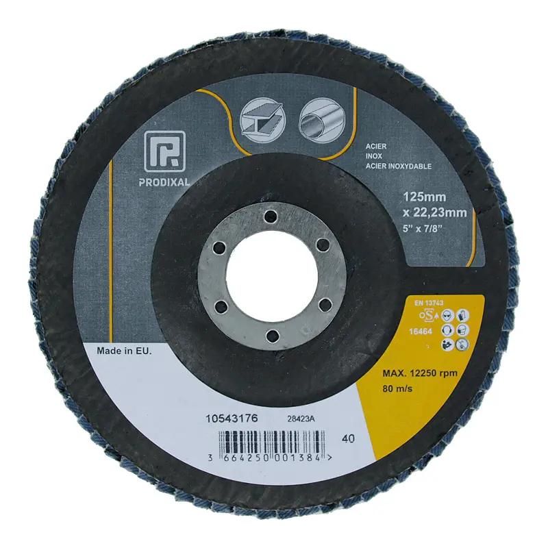 DISQUE A LAMELLES PLAT Ø125MM PRODIXAL GR80 - 66254434932 - PRODIXAL - Lot de 10 1 DISQUE A LAMELLES PLAT Ø125MM PRODIXAL GR80 - 66254434932 - PRODIXAL - Lot de 10