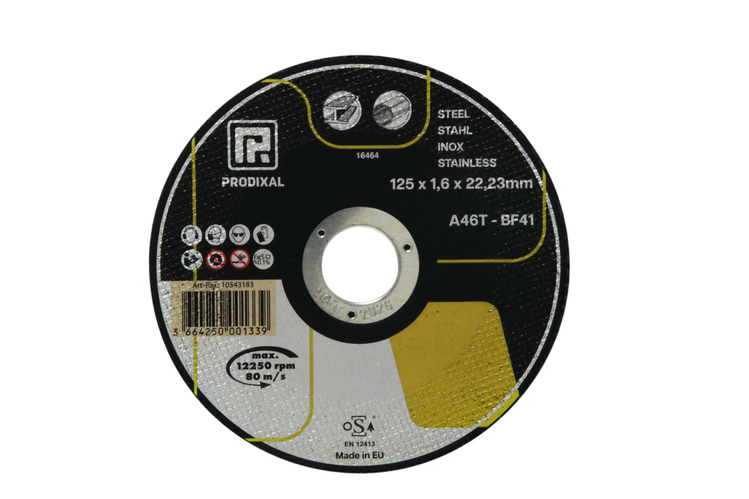 DISQUE A TRONCONNER PLAT 125X1X22,2MM ACIER/INOX PRODIXAL - 66252850376 - PRODIXAL - Lot de 25 1 DISQUE A TRONCONNER PLAT 125X1X22,2MM ACIER/INOX PRODIXAL - 66252850376 - PRODIXAL - Lot de 25