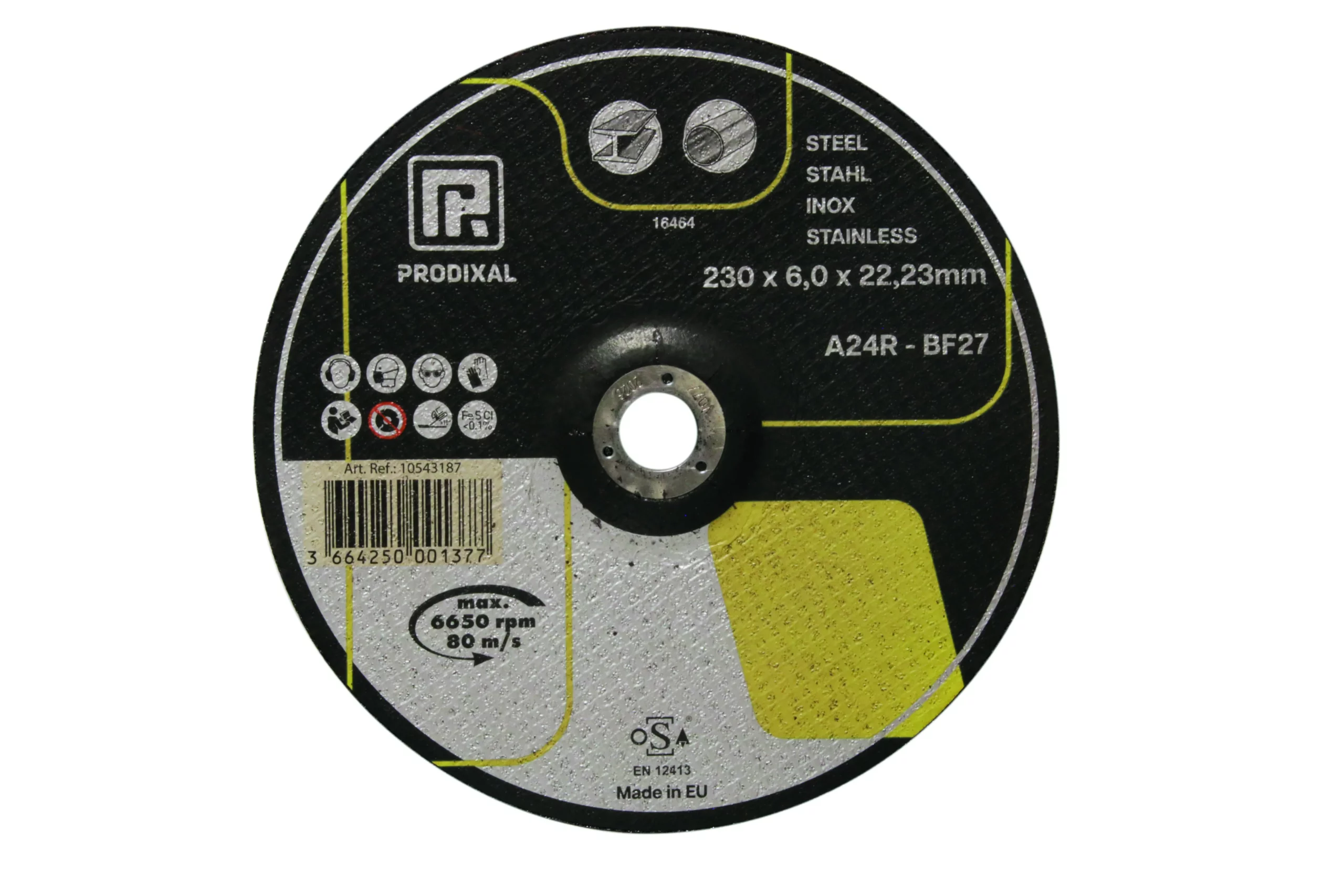 DISQUE A EBARBER DEPORTE 230X6X22,2MM ACIER/INOX PRODIXAL - 66252850381 - PRODIXAL - Lot de 10 1 DISQUE A EBARBER DEPORTE 230X6X22,2MM ACIER/INOX PRODIXAL - 66252850381 - PRODIXAL - Lot de 10