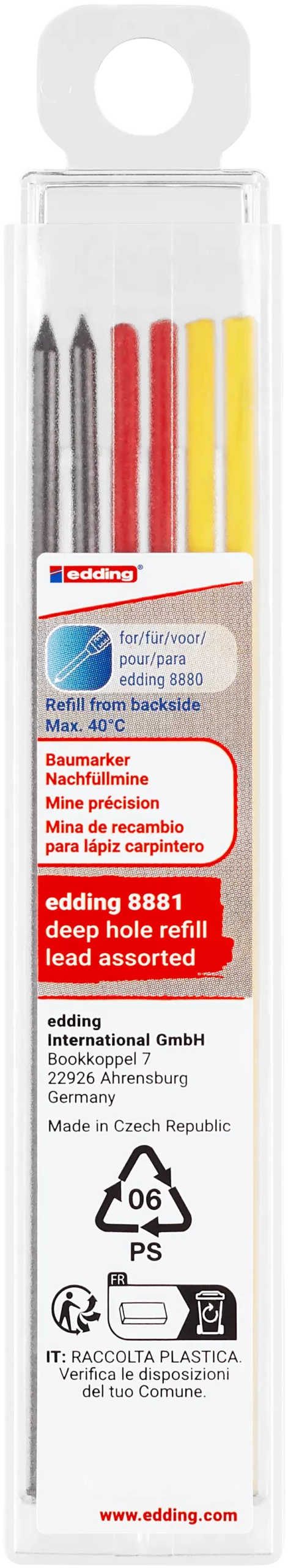 MINE ASSORTIES POUR PORTE-MINE DE PRECISION 8881 (SET DE 6) - 4-8881-6999 - edding 1 MINE ASSORTIES POUR PORTE-MINE DE PRECISION 8881 (SET DE 6) - 4-8881-6999 - edding