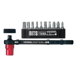 MINI CLIQUET PLAT TD-73MC + JEU DE 10 EMBOUTS (PHILIPS/FENTE/HEXAGONAL) - 250073 - VESSEL