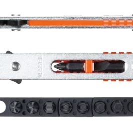 MINI CLIQUET EXTRA PLAT TD-76 + JEU DE 8 EMBOUTS (PHILIPS/FENTE/HEXAGONAL) - 250076 - VESSEL