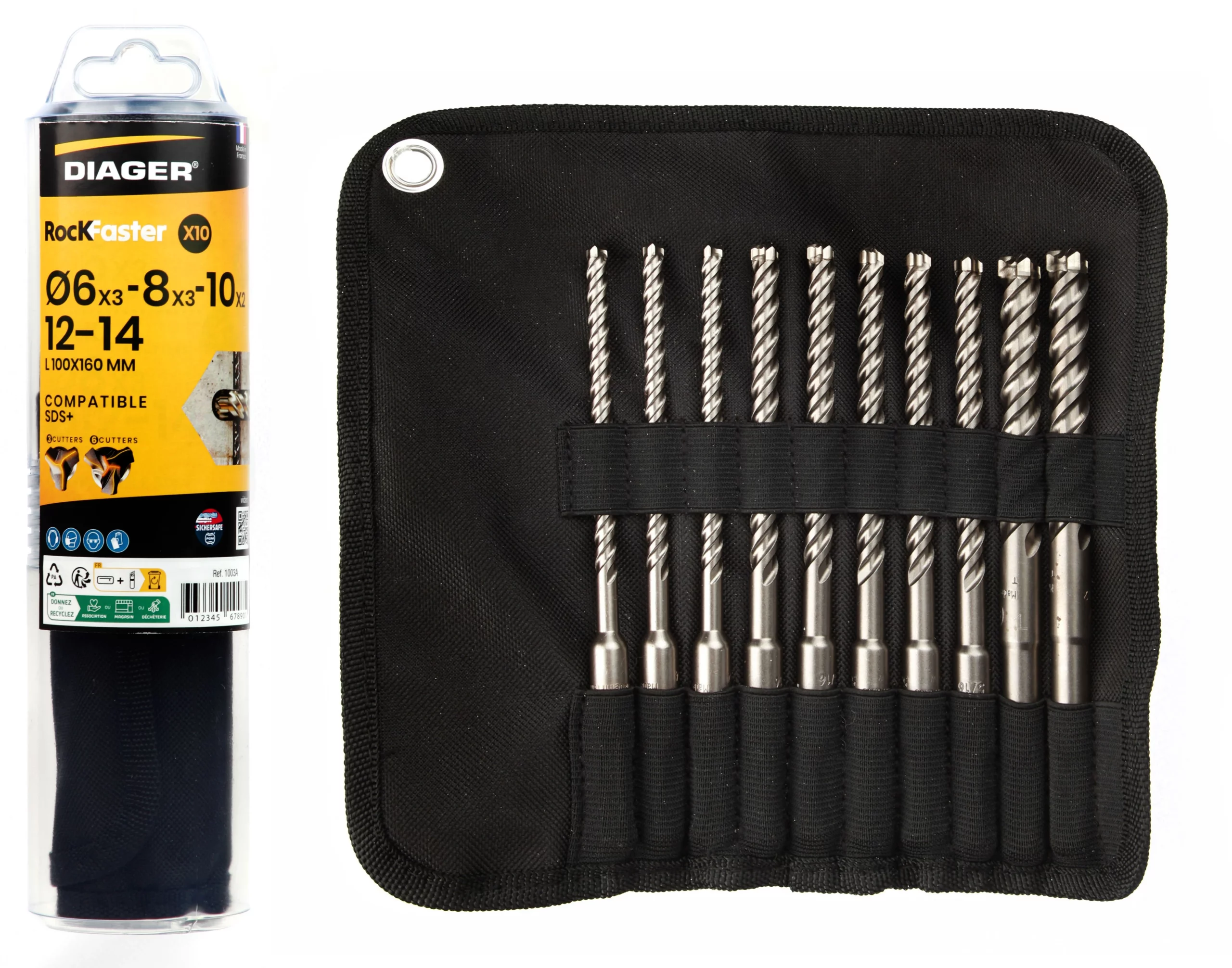 FORET BETON SDS+ ROCKFASTER (TROUSSE DE 10) - 1003A - DIAGER 1 FORET BETON SDS+ ROCKFASTER (TROUSSE DE 10) - 1003A - DIAGER