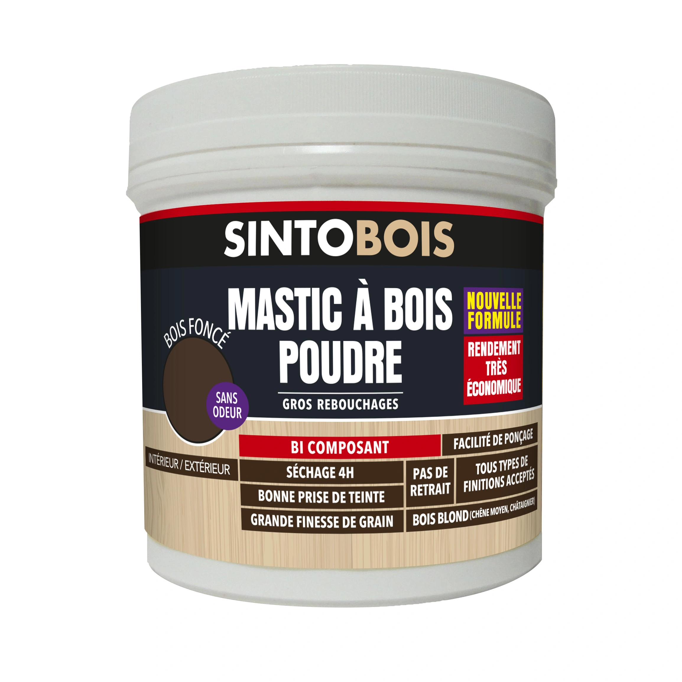 MASTIC A BOIS POUDRE BOIS CLAIR SINTOBOIS 450G - 234782 - SINTO 1 MASTIC A BOIS POUDRE BOIS CLAIR SINTOBOIS 450G - 234782 - SINTO