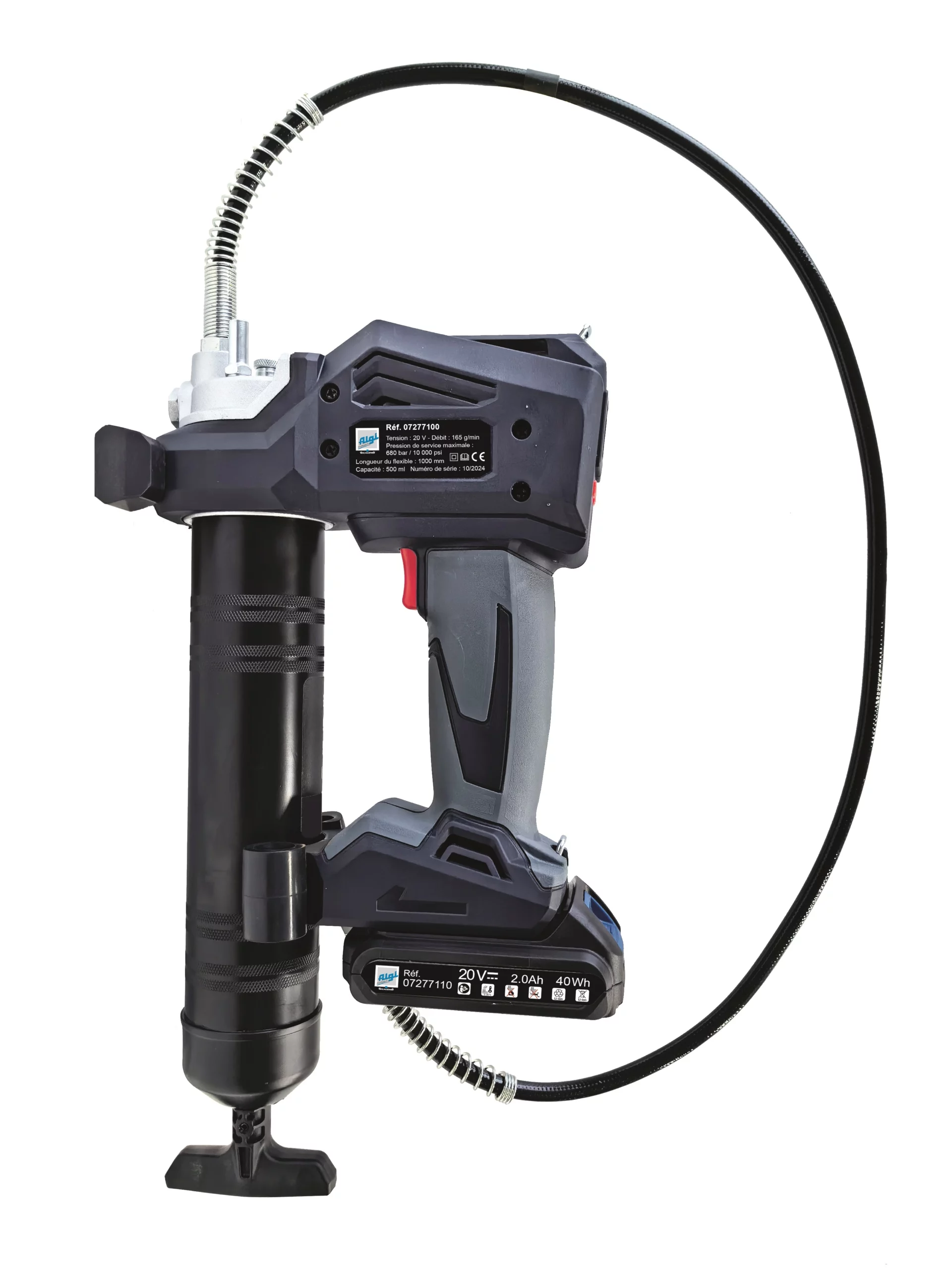 PISTOLET DE GRAISSAGE ELECTRIQUE (2 BAT. 20V-2.0AH + CHARGEUR) - ALGI - 07277100 1 PISTOLET DE GRAISSAGE ELECTRIQUE (2 BAT. 20V-2.0AH + CHARGEUR) - ALGI - 07277100