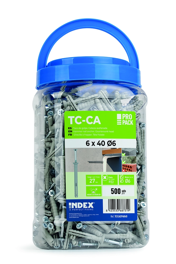 CHEVILLE PRÉMONTÉE À FRAPPER TETE FR AVEC CLOU ANNELÉ 8 X 140 Ø8 (BTE 100) - TCCA08140 - INDEX FIXING SYSTEMS 1 CHEVILLE PRÉMONTÉE À FRAPPER TETE FR AVEC CLOU ANNELÉ 8 X 140 Ø8 (BTE 100) - TCCA08140 - INDEX FIXING SYSTEMS