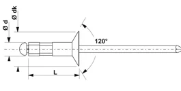 RIVET AV MULTI SER TETE FRAISEE Ø 4,0 L (mm) 11 (BTE 500) - 140440111PX - PRODIXAL