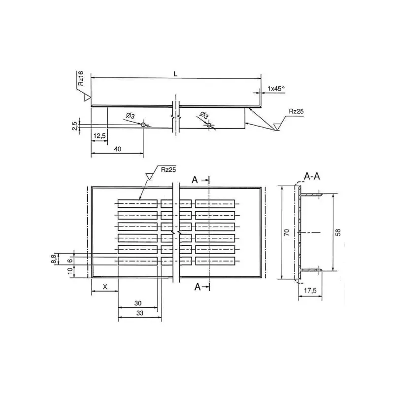 GRILLE D'AERATION ALUMINIUM - 123864 - ITAR 1 GRILLE D'AERATION ALUMINIUM - 123864 - ITAR