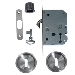 SERRURE + CUVETTE RONDE CLE I INOX GALANDAGE - DM3014-04.IN.5 - GENERIQUE