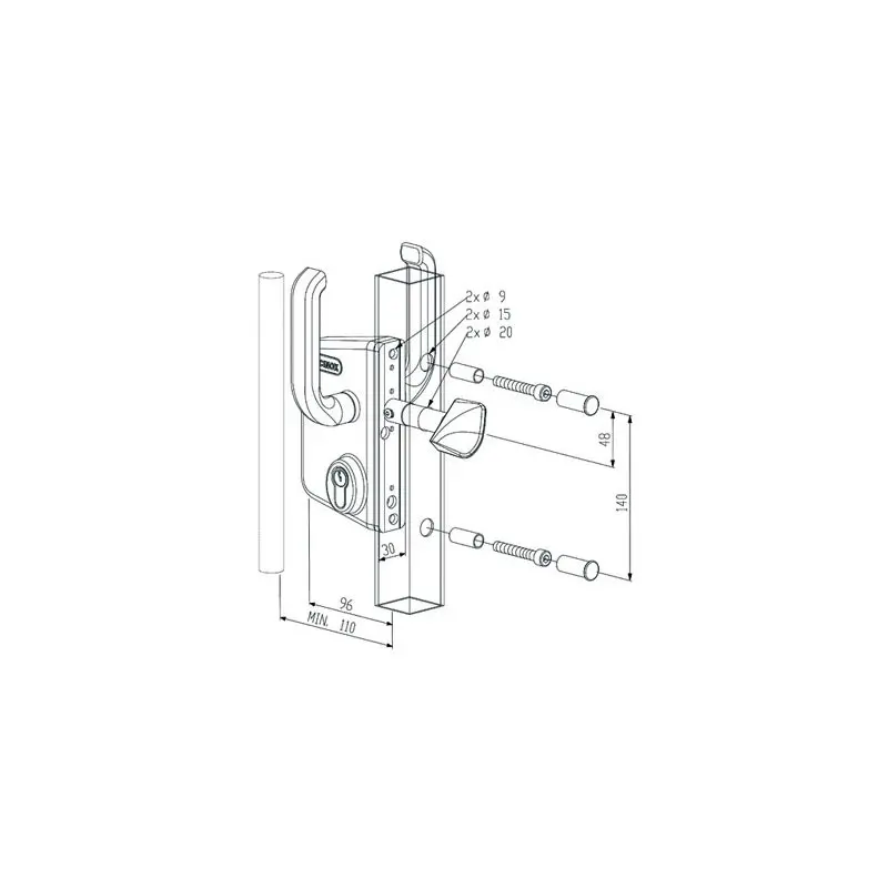 SERRURE APPLIQUE PORTAIL COULISSANT PROFIL 60 - LSKZ6060U2LZILVVSZ - LOCINOX 2 SERRURE APPLIQUE PORTAIL COULISSANT PROFIL 60 - LSKZ6060U2LZILVVSZ - LOCINOX – Image 2