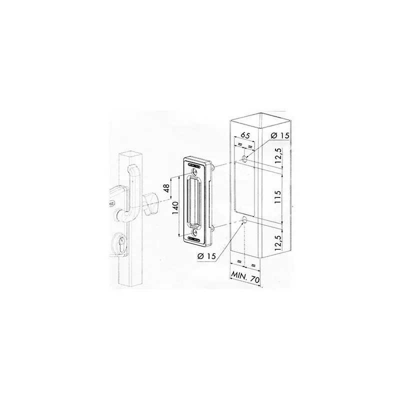 GACHE SERRURE PORTAIL COULISSANT - SSKZQF - LOCINOX 2 GACHE SERRURE PORTAIL COULISSANT - SSKZQF - LOCINOX – Image 2
