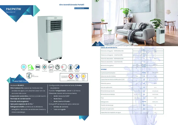 INFINITON PACPK17W Climatiseur 7000 BTU, convient pour pièces de 12-15 m², classe d'efficacité énergétique A, minuterie, 3 niveaux de puissance, mode veille, déshumidificateur, kit d'installation 4 INFINITON PACPK17W Climatiseur 7000 BTU, convient pour pièces de 12-15 m², classe d'efficacité énergétique A, minuterie, 3 niveaux de puissance, mode veille, déshumidificateur, kit d'installation – Image 4