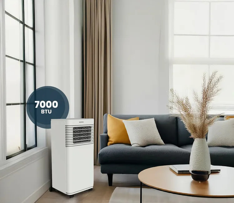 INFINITON PACPK17W Climatiseur 7000 BTU, convient pour pièces de 12-15 m², classe d'efficacité énergétique A, minuterie, 3 niveaux de puissance, mode veille, déshumidificateur, kit d'installation 3 INFINITON PACPK17W Climatiseur 7000 BTU, convient pour pièces de 12-15 m², classe d'efficacité énergétique A, minuterie, 3 niveaux de puissance, mode veille, déshumidificateur, kit d'installation – Image 3